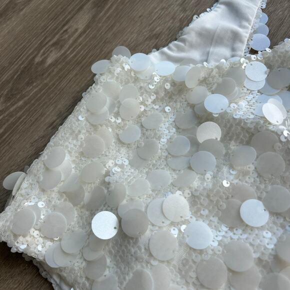 Meshki Maude Sequin Racer Crop Top Ivory Statement Party Small - Picture 11 of 16